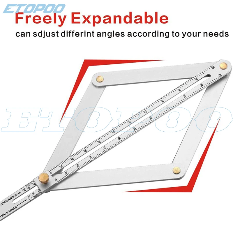 Marhynchus Corner Angle Finder 4-Way Goniometer Ruler Multifunctional Diagonal Ceiling Profiler for Woodworking