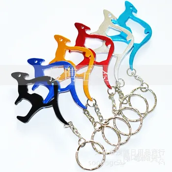 

200pcs Kangaroo shape Metal Bottle Opener Can opener with Keyring Keychain Promotional Gift