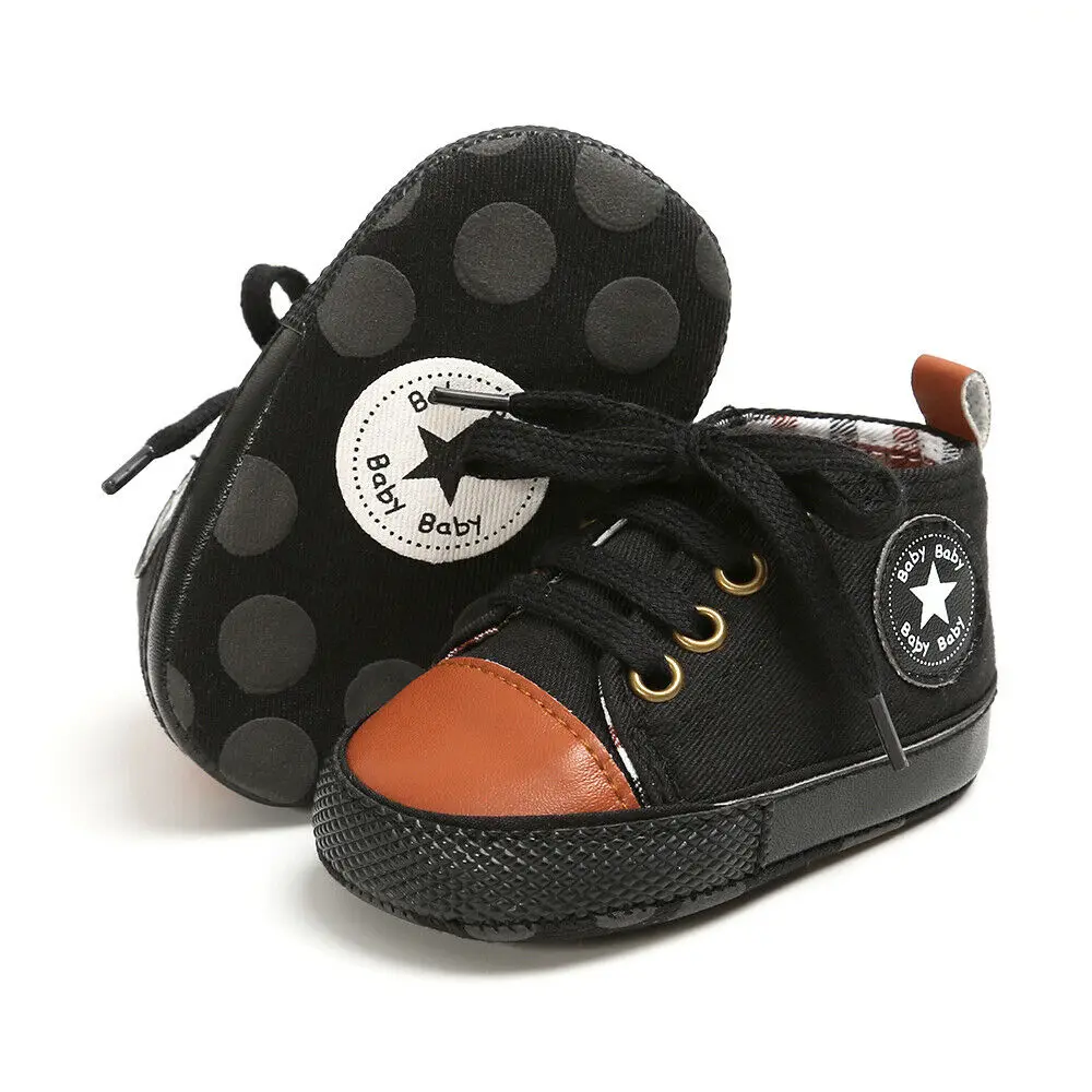 Pudcoco Toddler Infant Baby Boy All Seasons Canvas Anti Slip Newborn Baby Boy Casual Crib Shoes For Baby Boy 0-18Months