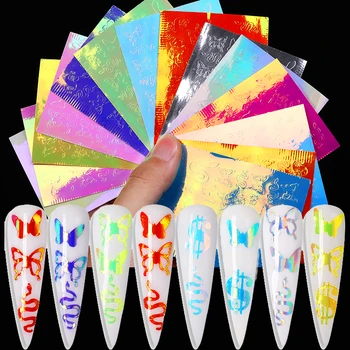 

16Pcs/Set Nail Sticker Butterfly Snake Series Transfer Sticker Lovely Self-Adhensive Decals Decoration Nail Art Slider Paper Tip