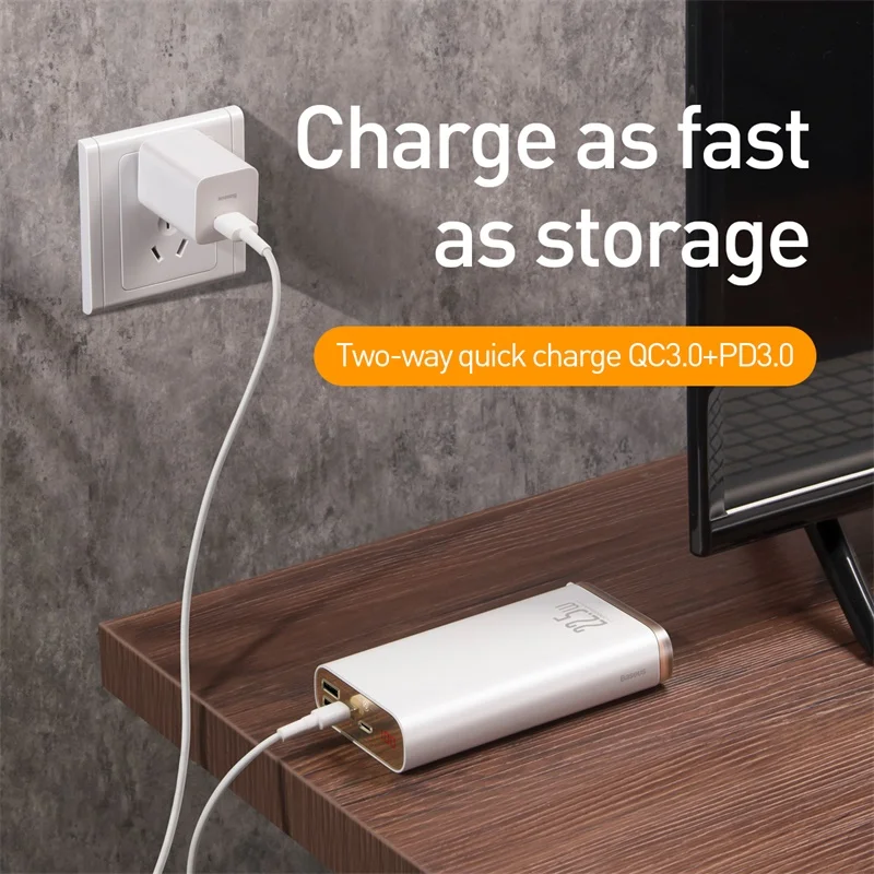 Baseus Quick Charge 3,0 20000 мАч Внешний аккумулятор USB C PD 5A SCP внешний аккумулятор портативное зарядное устройство для huawei Xiaomi iPhone