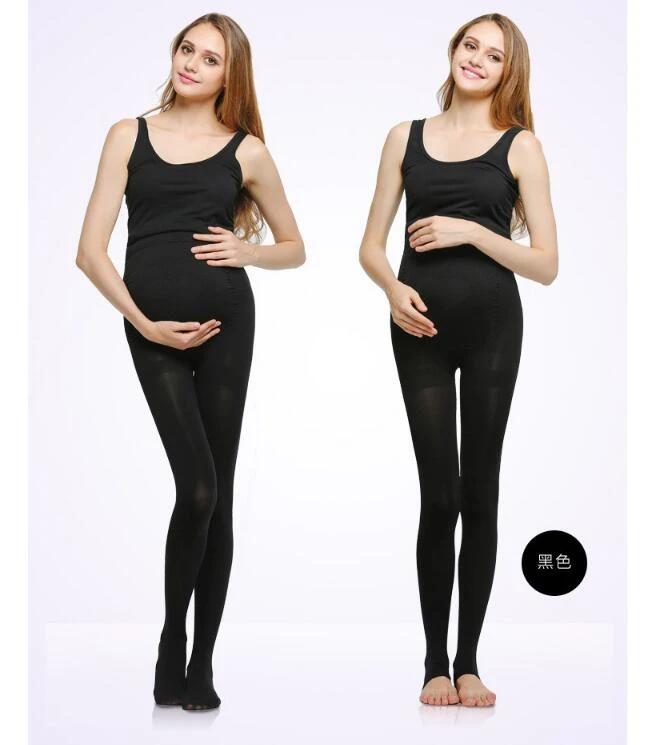Высокие цветные зимние однотонные качественные Леггинсы для беременных, регулируемые высокие эластичные леггинсы, Одежда для беременных, штаны для женщин, чулки - Цвет: Черный