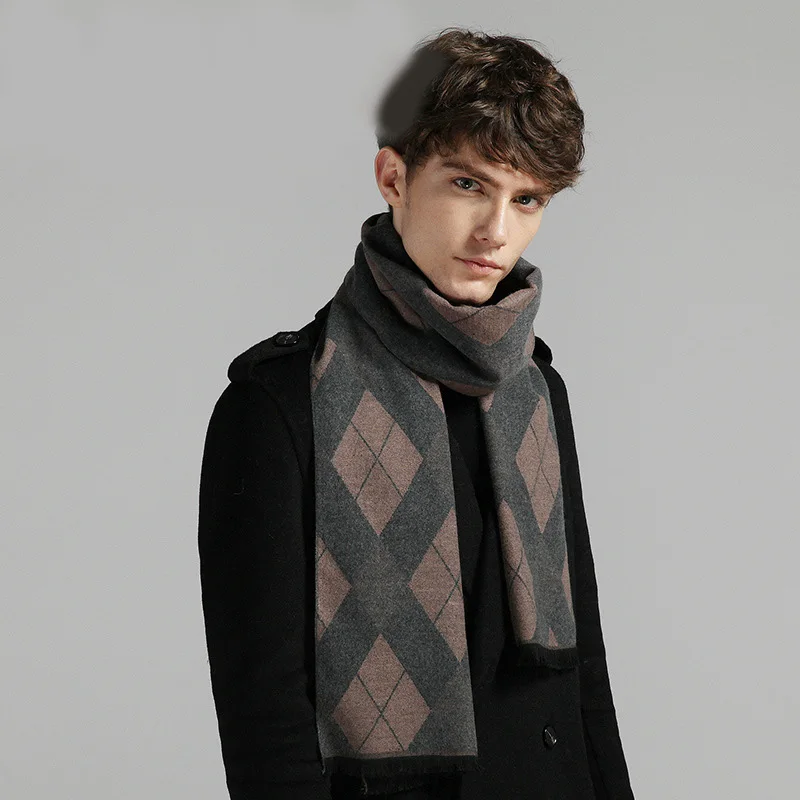 Бренд Yilian классический хлопковый деловой мужской шарф высшего качества мягкий на ощупь дизайн длинный зимний шарф