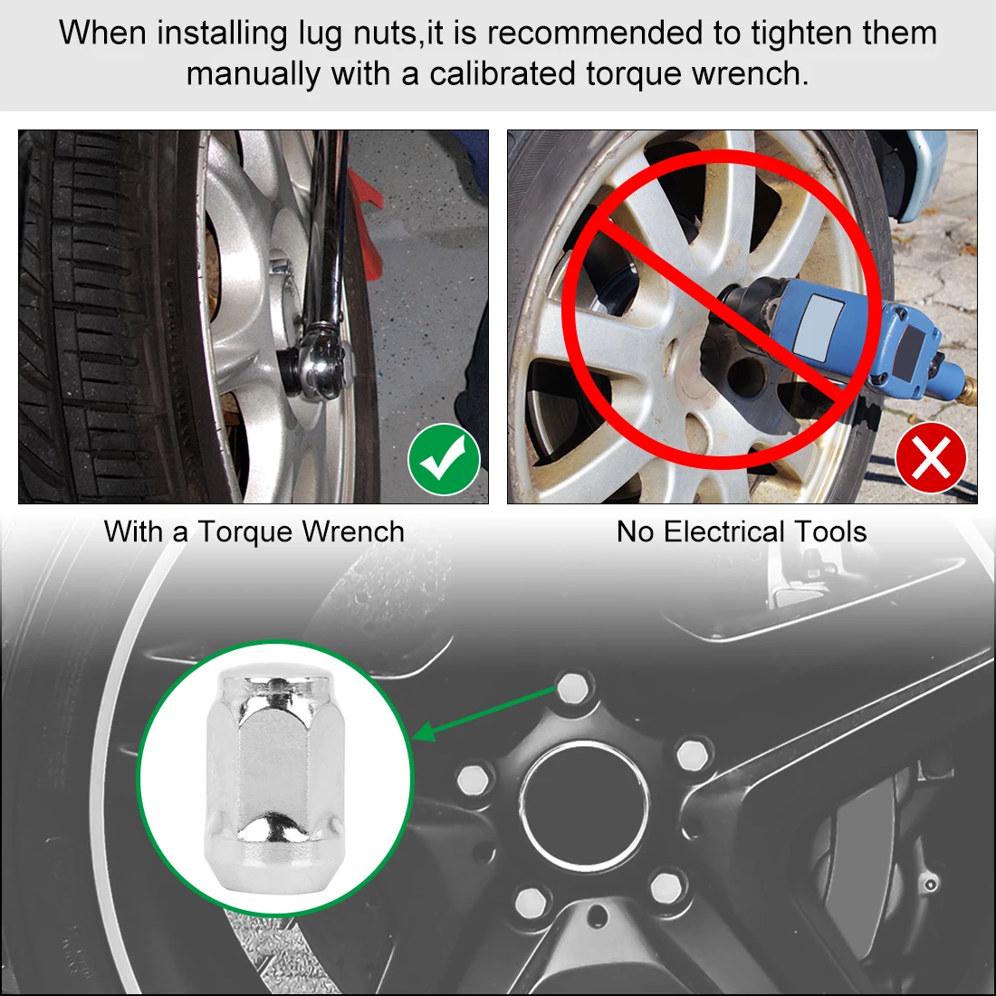 X Autohaux Car Chrome Wheel Lug Nuts Bulge Acorn Cone Seat Steel Racing Bolt Head Cover M14X1.5 M12x1.5 4/6/16cs wheel nut caps wheel nut covers bolt nut covers