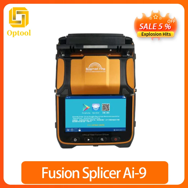 AI-9 Multi-language Intelligent FTTH VFL Six Motors Arc Signal Fire Ai-9 Fiber Optic Fusion Splicer welder with OPM GIFT | Мобильные