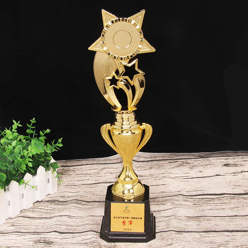 Free Stars Trophy Cup Golden Plating Award Trophies Competition Sports Game Winner Souvenir Toys Trofeos Honor Award