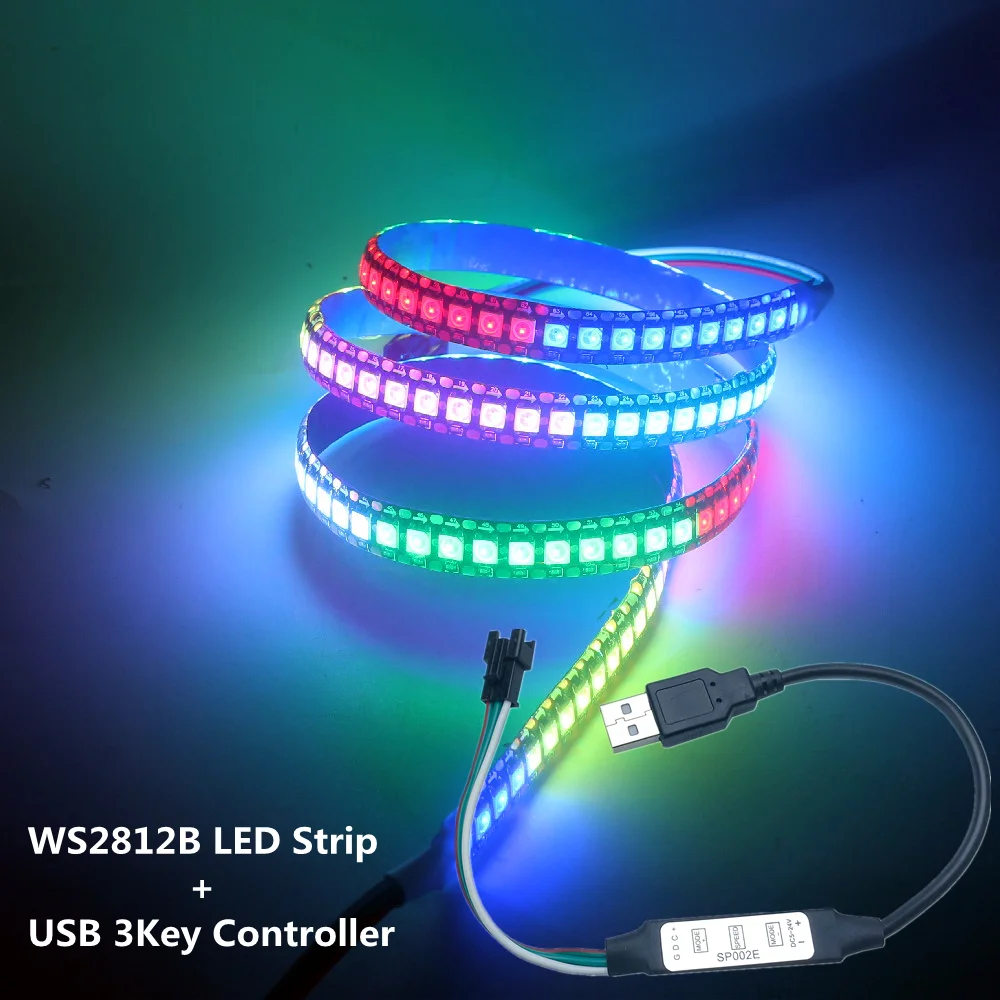 WS2812B LED Strip Lights 30/60/144LEDs/M 5050 RGB IC Individual Addressable DC5V