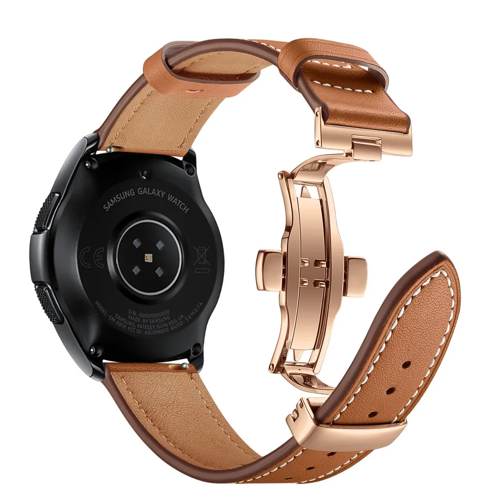20 мм сменный Браслет для часов для Garmin Vivoactive 3/3 музыка/3 ч/Vivomove HR кожаный ремешок для samsung Galaxy watch Active/42 мм - Цвет ремешка: Brown-Rosegold Clasp
