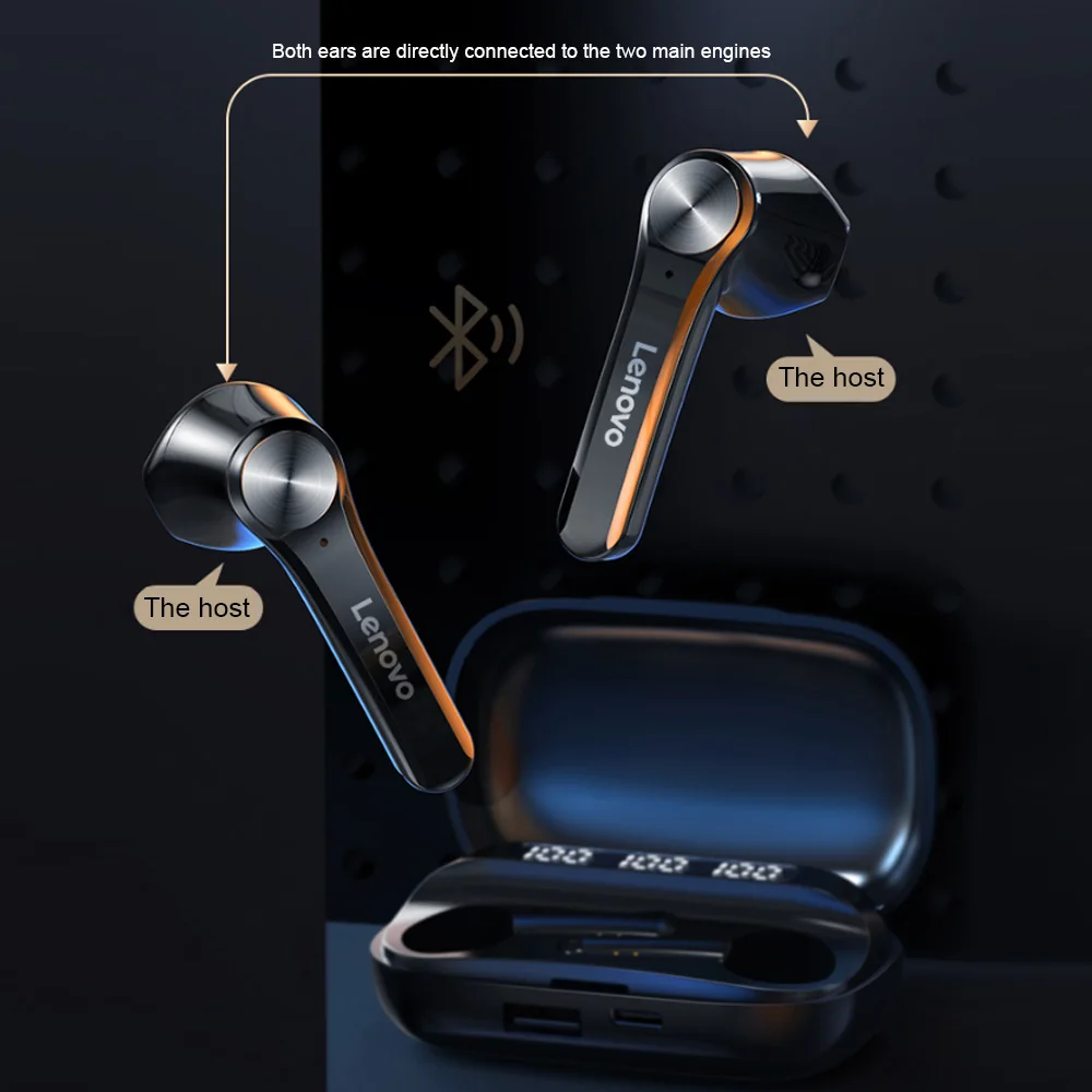 Fone de Ouvido sem Fio Baixo com Microfone para Telefones Lenovo Bluetooth Fones Controle ai Redução Ruído Gaming Fone Estéreo Qt81 5.1 6 Lenovo qt81 fone de ouvido sem fio