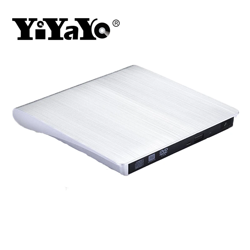 Серебристый YiYaYo USB 3,0 DVD привод компакт-дисков/DVD-RW записывающийся-внешний CD Встроенная память плеер Портативный считыватель для ноутбука hp Компьютер Windows7/8/10 - Цвет: Серебристый