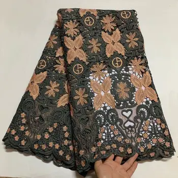 

African Guipure Cord Lace Fabric 2020 High Quality Blue French Water Soluble Cord Lace Fabric With Stone For Nigeria Dress VF5-8