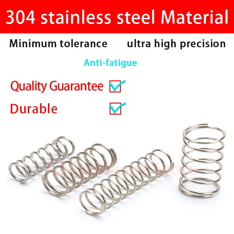 1pcs 1.6mm 304 Stainless Steel Compression Springs 60-100mm Long Various Size 