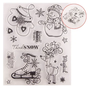 

Cute Christmas Transparent Seal DIY Hand Account Scrapbook Finished Chapter Christmas Snowman Gloves Shoes Gifts For Kids