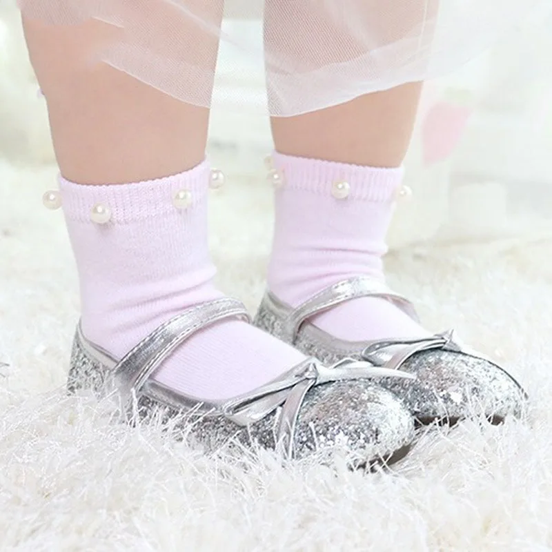 Милые носки для новорожденных; хлопковые детские носки с жемчужинами для принцессы; носки для маленьких девочек; носки для младенцев; сезон весна-осень