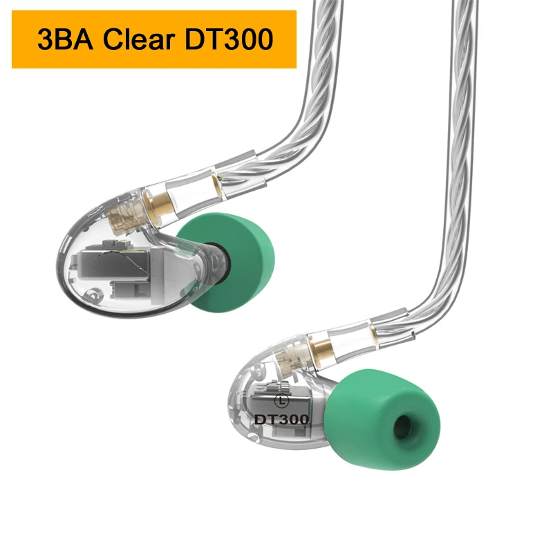 NICEHCK DT600 6BA/DT500 5BA/DT300 3BA привод в ухо наушник 6/5/3 уравновешенного якоря Съемная MMCX спортивные hifi-наушники - Цвет: 3BA Clear DT300