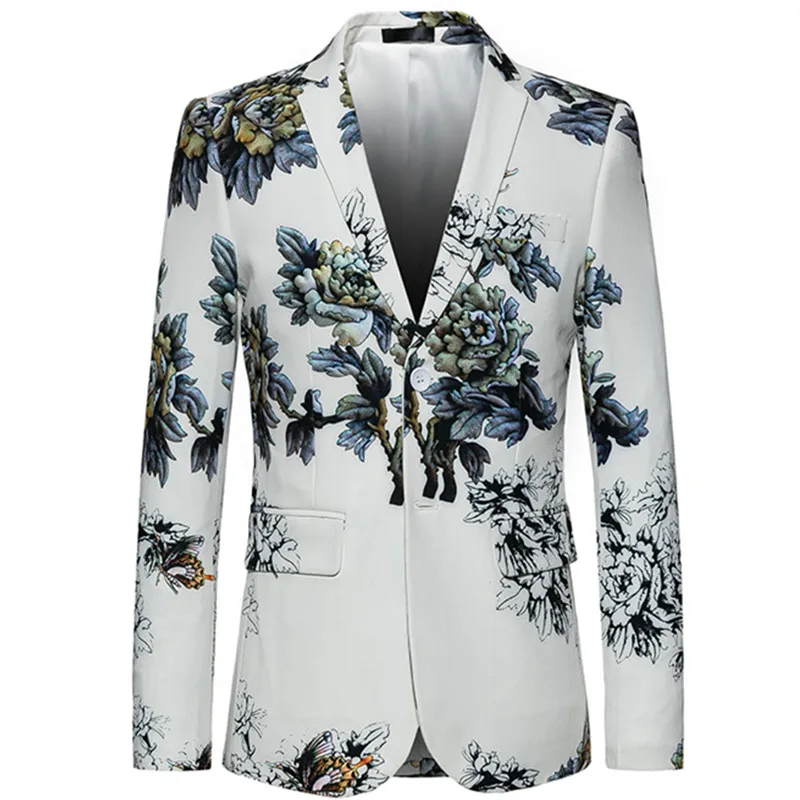 Весенняя мода Бизнес Мужские Цветочный принт High End Большой Размеры Slim Fit дизайн