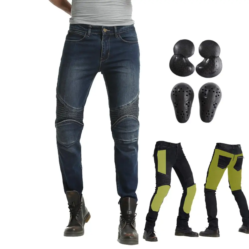 Men Motorcycle Riding Pants Reinforce Biker Jeans with Aramid Protection Lining 