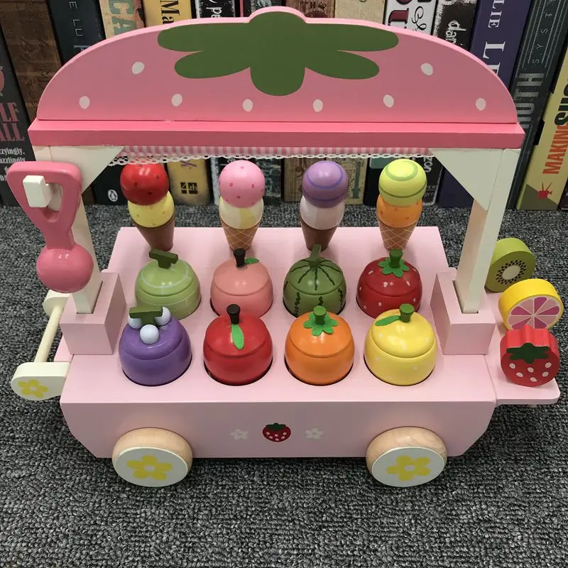 Модель мороженого, машина для мороженого, Игрушечная машина, детский игровой домик, деревянное мороженое для девочек и мальчиков, подарок на день рождения
