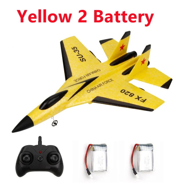 FX-620 SU-35 RC Remote Control Airplane 2.4G Remote Control Fighter Hobby Plane Glider Airplane EPP Foam Toys RC Plane Kids Gift Yellow-SU35-2B