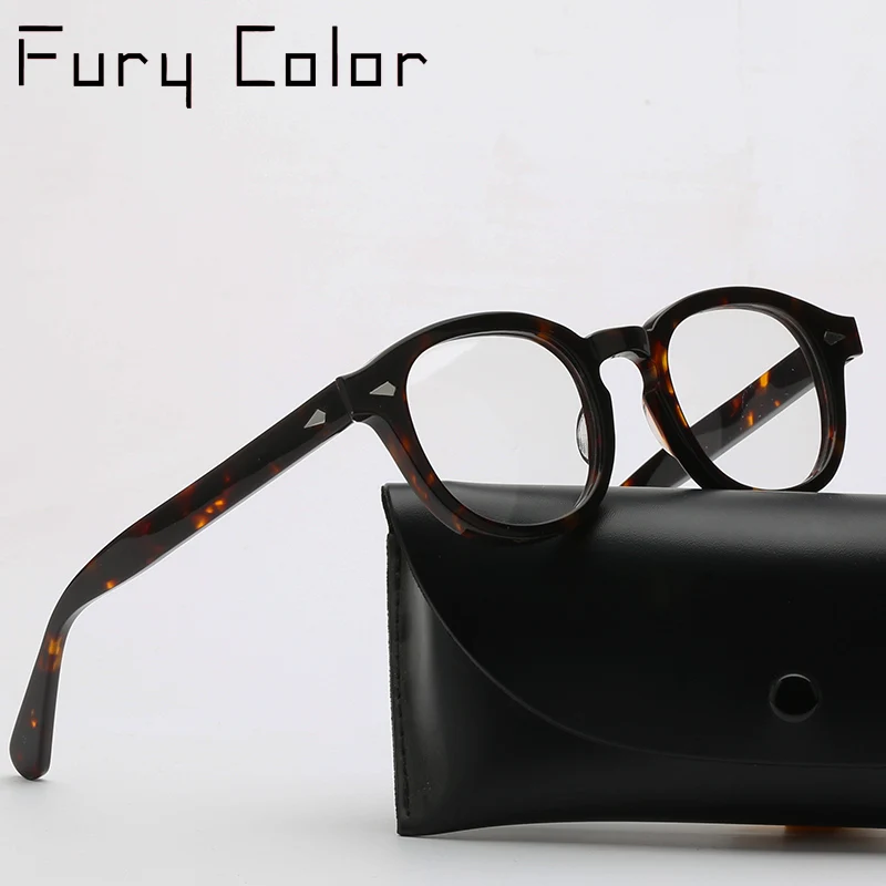 

Round Acetate spectacle Vintage Retro Johnny Depp Style Clear myopia optical frame Glasses Men Women prescription Optic Frame