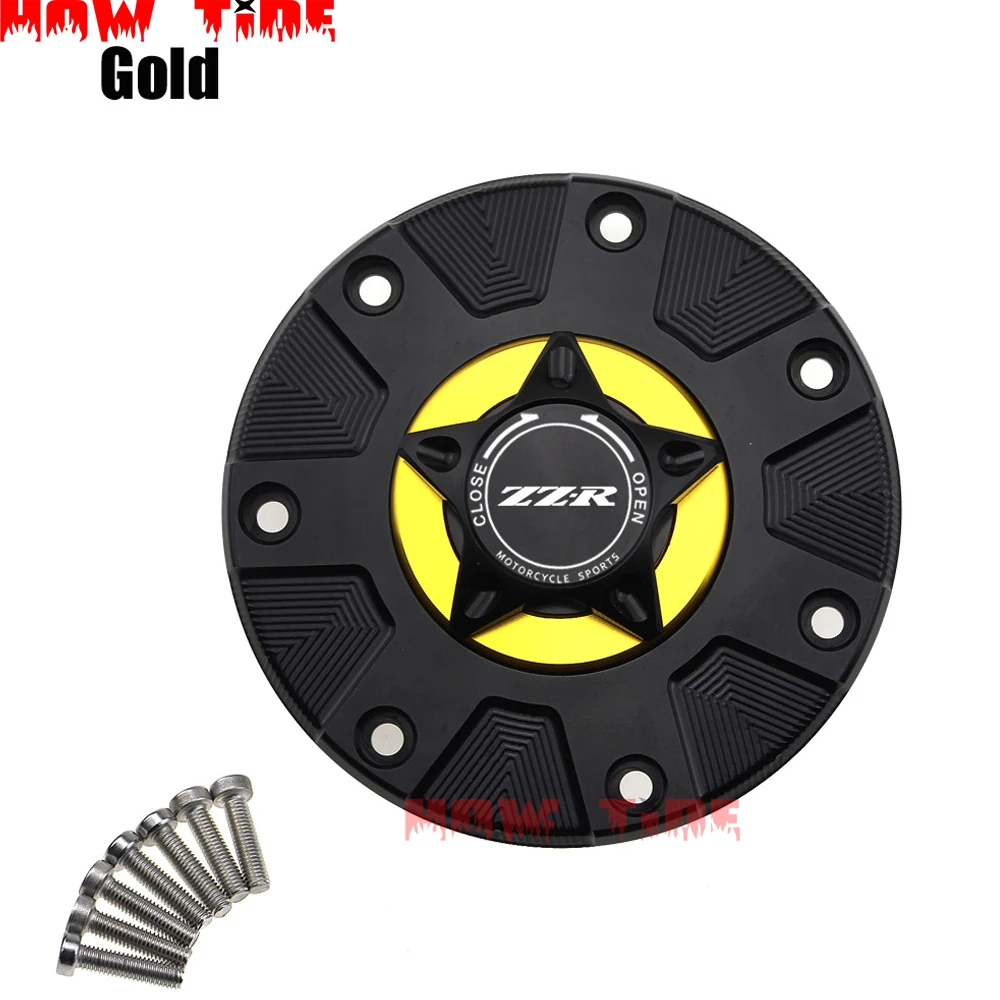 ZZR крышка газового топливного бака для Kawasaki ZZR400 ZZR600 ZZR1100 1993-2006 аксессуары для мотоциклов CNC алюминиевая масляная крышка мотоцикла - Цвет: Золотой