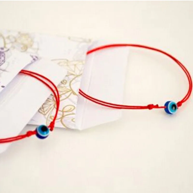 JINSE Красная Нить голубой счастливый глаз Простой дешевый браслет модный браслет Каббала для женщин Детский комплект из двух BRS004