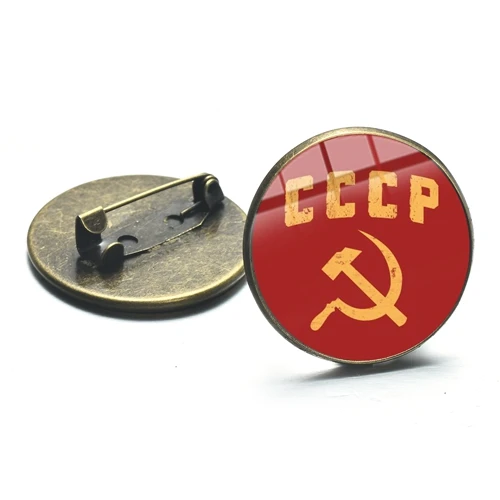 Style 19 SONGDA CCCP советская армия красные Броши звезды бронзовое покрытие стекло искусство круглые металлические шпильки Кнопка русские значки декоративные украшения - Окраска металла: Style 19