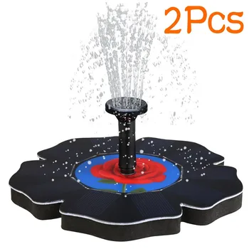 

2pcs Rose Floating Solar Power Panel Garden Birdbath Water Fountain Watering Pump For Outdoor Pool, Garden, Aquarium