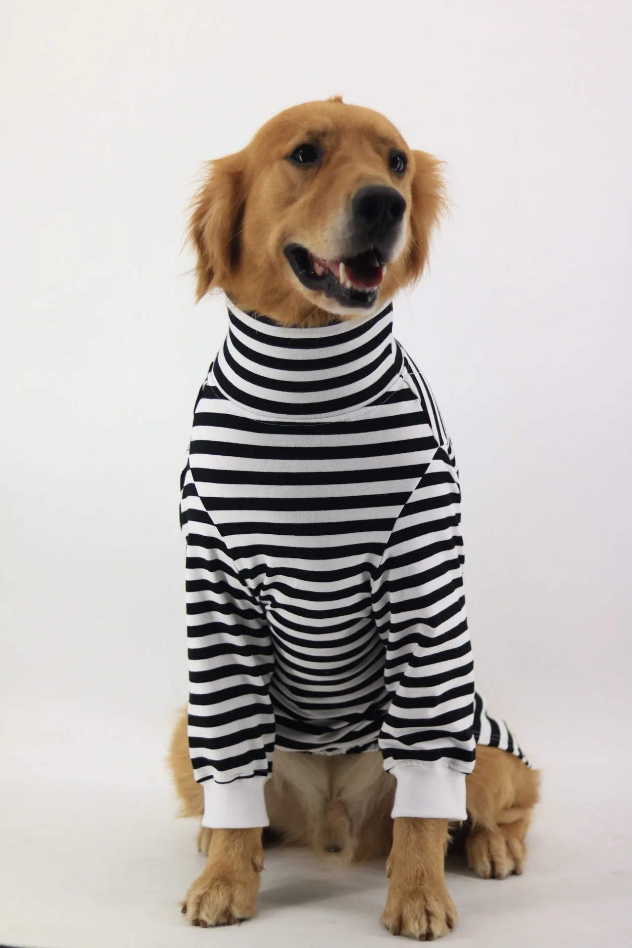 Large-Dog-Clothes-Cotton-Striped-Long-sleeved-High-neck-Bottoming-Shirt-Golden-Retriever-Labrador-Doberman-Dog.jpg Nagy Kutya Ruhák Pamut Csíkos, Hosszú Ujjú, Magas Nyakú Alsó Ing Arany Retriever Labrador Doberman Kutya Ruha Kutya Ing - Image 4