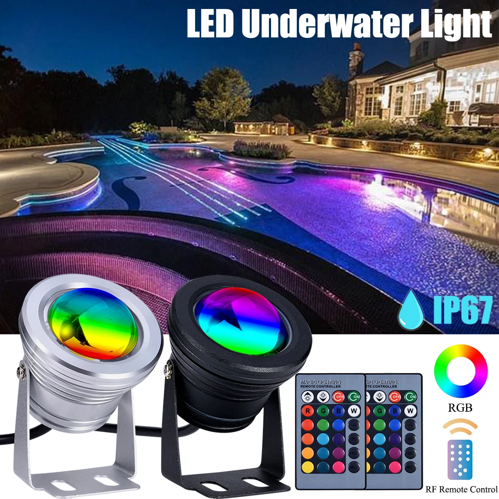 Waterproof RGB LED Underwater Flood Light Remote Control Fountain Swimming Pool Pond Aquarium Spotlight Lamp 12V Outdoor Decor submersible led pool lights