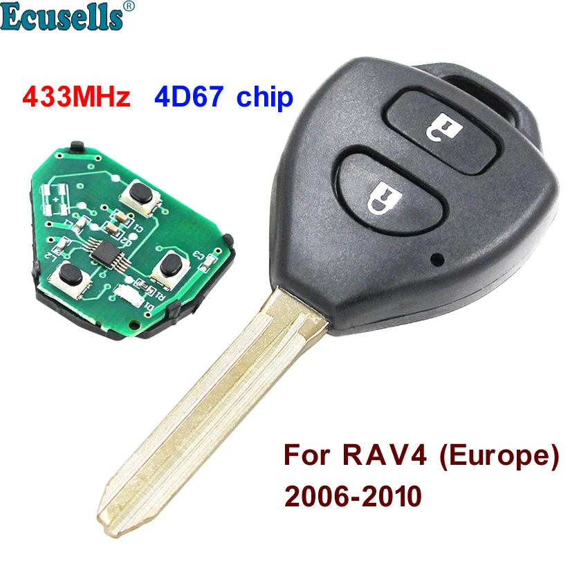Брелок дистанционного управления с 2 кнопками 433 МГц чипом 4D67 для Toyota RAV4 Corolla Europe