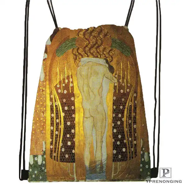 Custom Gustav_Klimt походная сумка на шнурке милый рюкзак для детей(черная спинка) 31x40 см#20180611-02-98 - Цвет: Drawstring Backpack