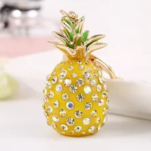 Креативное кольцо для ключей с искусственным ананасом и бриллиантом, Подарочная сумка для мужчин и женщин, подвеска из сплава ананаса, брелок для ключей