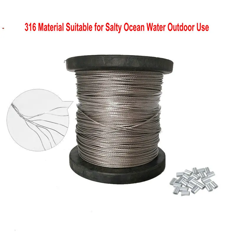 per Metres of 1mm Wire Rope 7x7 Marine Stainless Steel for sale online 