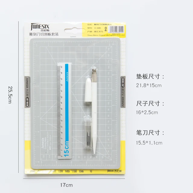 Kawaii creative art pen knife cutting board set small fresh paper cutting pen knife diy hand account tool supplies set 3 pc set  Gray