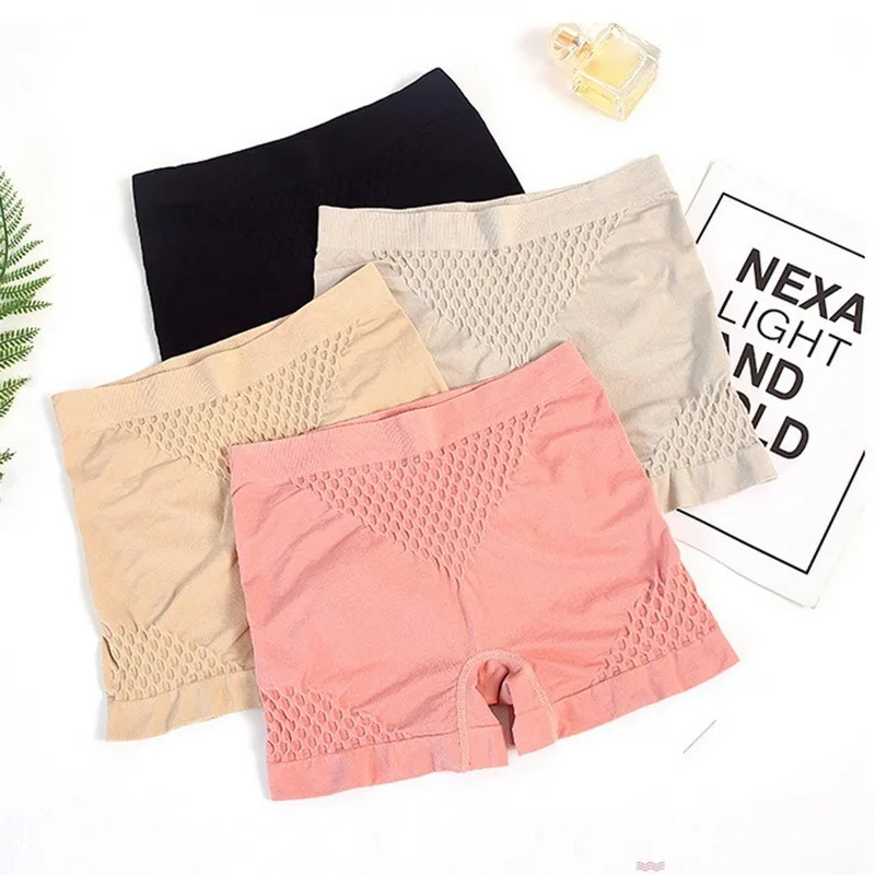 Safety Shorts Summer Women Solid Safety Shorts Under Skirt Ladies Seamless Anti Chafing Boxer High Waist Bodyshaper Panties Waist Control