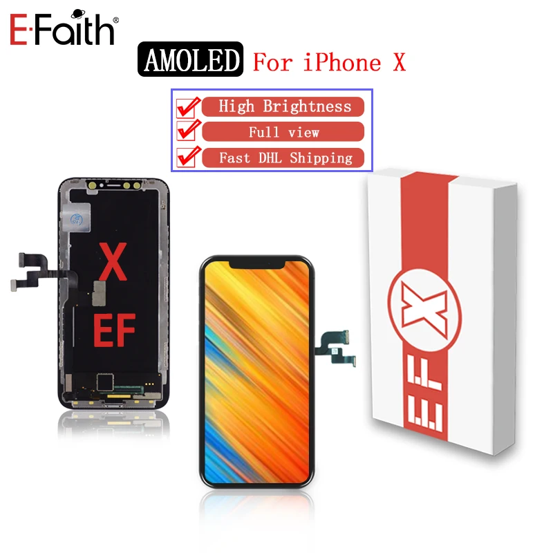 Основной цвет 1 шт. EFaith EFX Amoled ЖК-дисплей для iPhone X XR XS Max дисплей ЖК-дисплей OLED дигитайзер сенсорный экран с защитой экрана