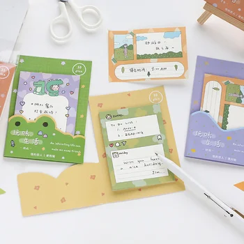 

4pcs Cartoon Happy Life Sticky Notes Bear Rabbit Game Travel Adhesive Post Memo Marker It Notebook Stickers Office School F136