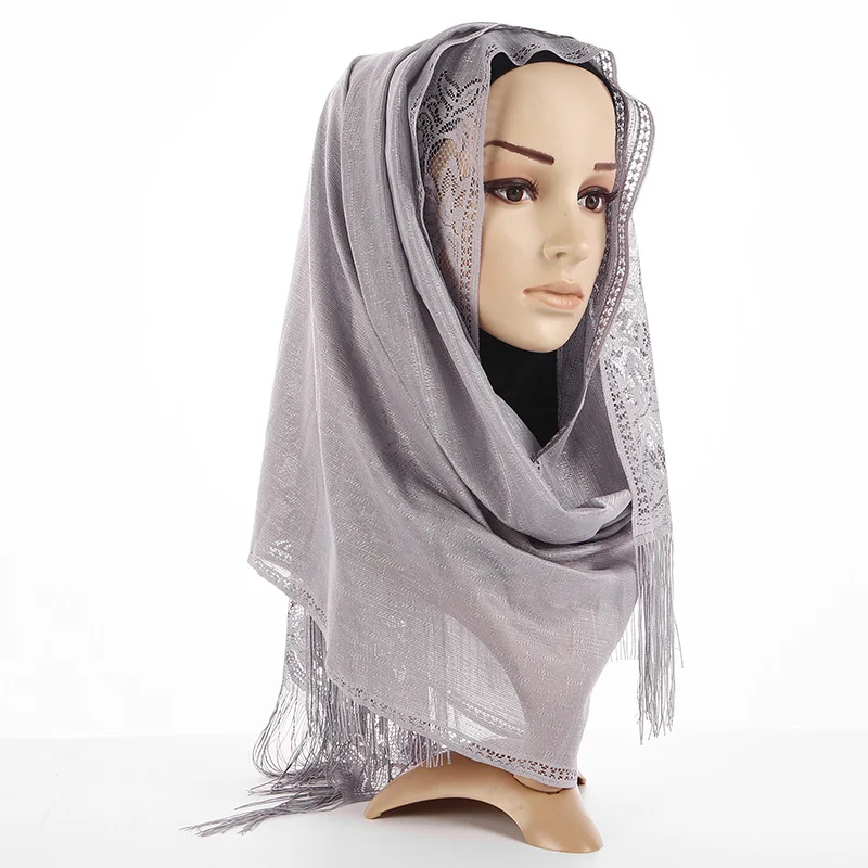 Retro Tassels Scarf Women Muslim Wrap Hijab Fashion Hollow Thin Wraps