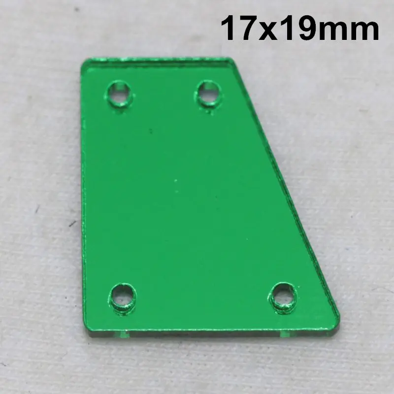 Зеленые акриловые зеркальные пришивные стразы DIY Flatback зеркальные акриловые пришивные стразы с отверстиями для шитья - Цвет: A09-17x19