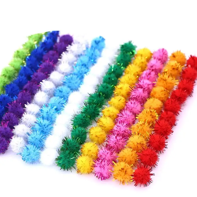 

100Pcs Mini Plush Sparkle Balls Shiny Pompoms Glitter Pom Poms for Hobby DIY Art Craft Supplies Green