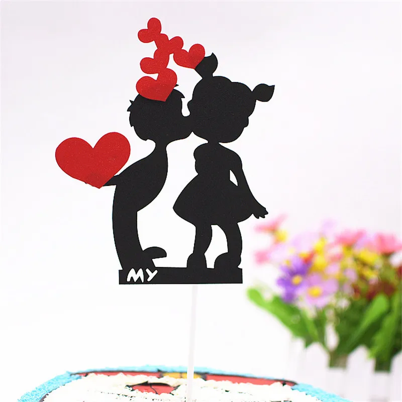 Cakelove 10 шт. DIY Пирог на день рождения или свадьбу Топпер черный с красными