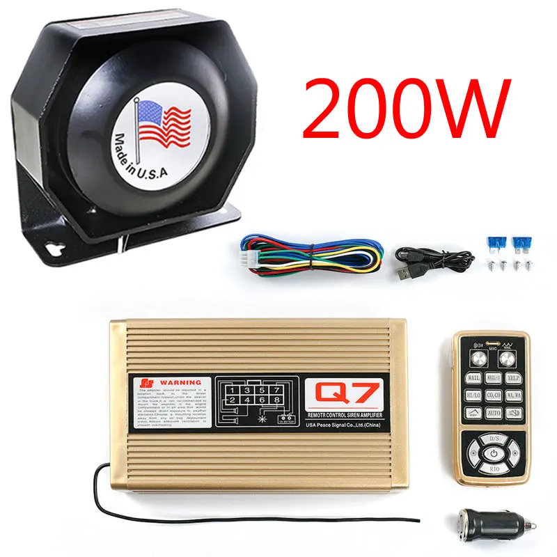 Новые автомобильные рожки 200 Вт PA весь черный металл плоские Динамик, 12V Мегафоны электронный динамик для автомобиля скорой помощи регулировки громкости - Цвет: whole set A