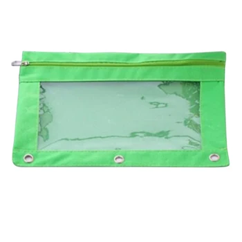 

Stationery Home School Zipper With Clear Window Oxford Cloth Organizer Ruler Solid Pouch Storage Holder Pencil Bag