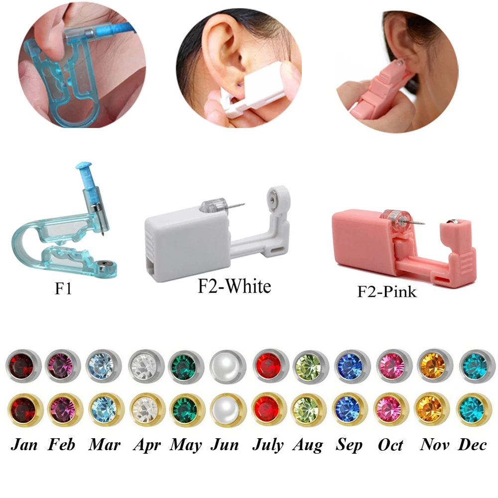 

1PC Disposable Sterile Ear Piercing Gun Unit Cartilage Tragus Helix Surgical Steel Stud Earring NO Pain Machine Tool Kit 20G