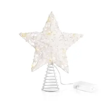 

Unomor 20 x 24 cm Christmas Tree Topper Star with 15 LED String Lights For Christmas Home Party Decoration (White)