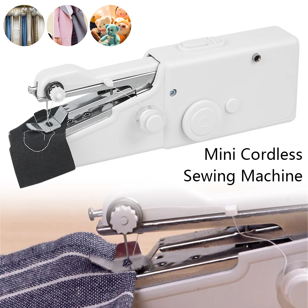 

Portable Mini Hand Sewing Machine Household handheld Sewing Machine Electric Stitch Needlework Set for DIY Clothes Stitchin