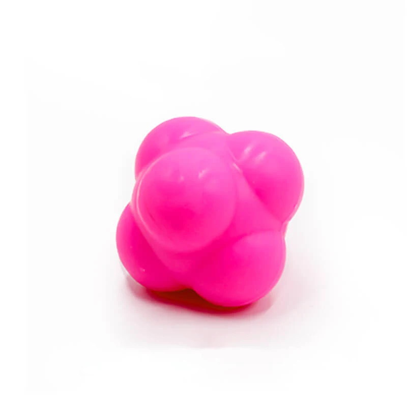 Pink 56mm Шестигранный скоростной мяч тренировочный реакционный силиконовый тренировочный тренажер с высокой низкой сложностью тренировочный мяч - Цвет: Pink 56mm