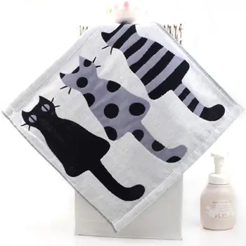 

Baby Saliva Towel Cotton Gauze Three-layer Large Square Bibs Cartoon Cat Soft Skin-friendly Kids Hand Towels U50F