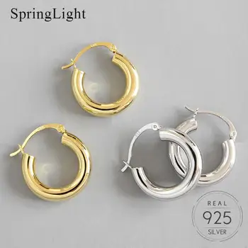 

Springlight Minimalism Round Hoop Earring Real 925 Sterling Silver Unique Fashion Popular Fine Jewelry Earrings for Women Gifts